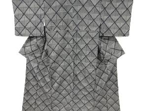 斜め格子模様織り出し手織り紬着物